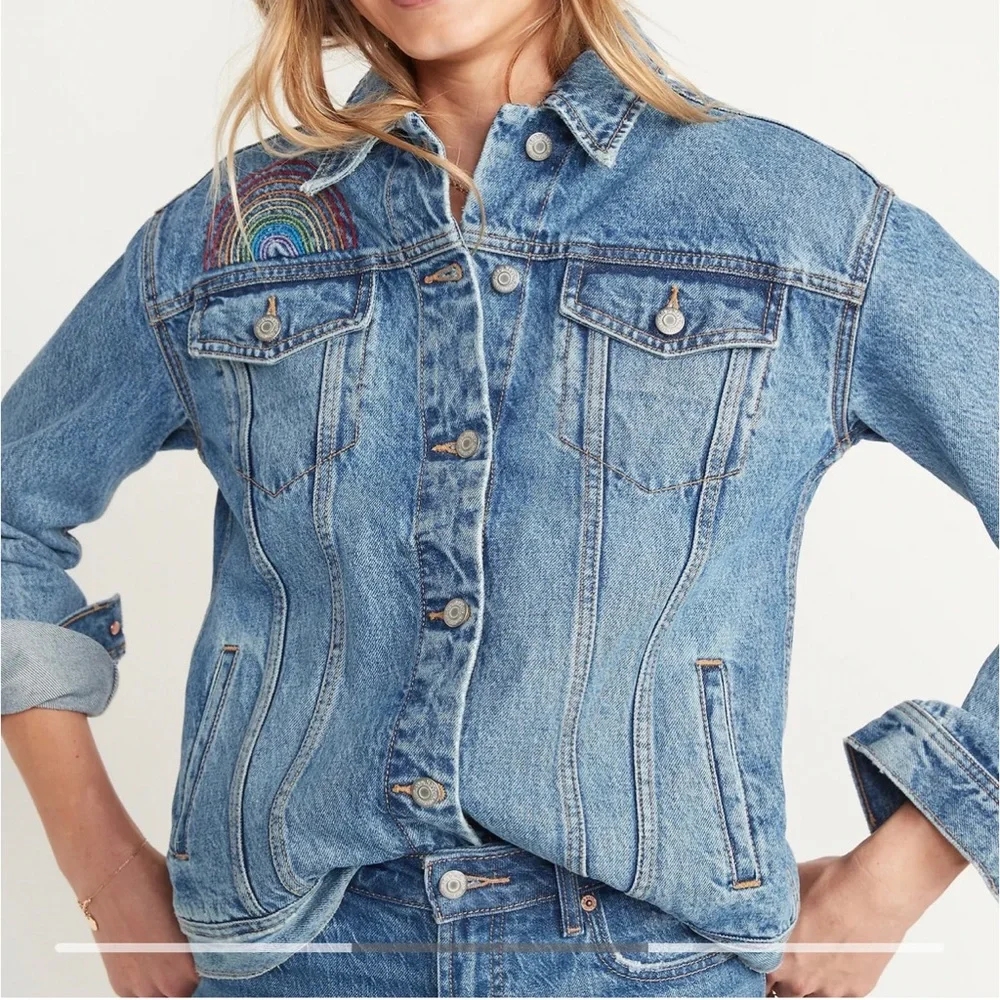 COPY - rainbow jean jacket - Picture 1 of 2